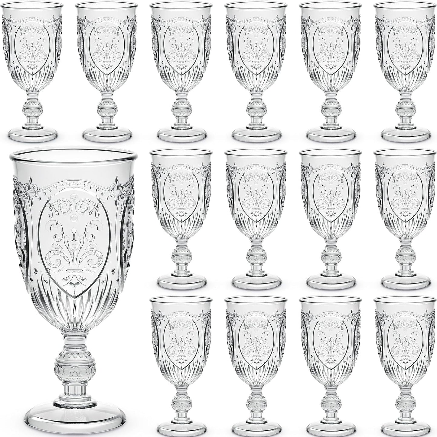 24 Pcs Vintage Plastic Goblets for Wine and Juice Events