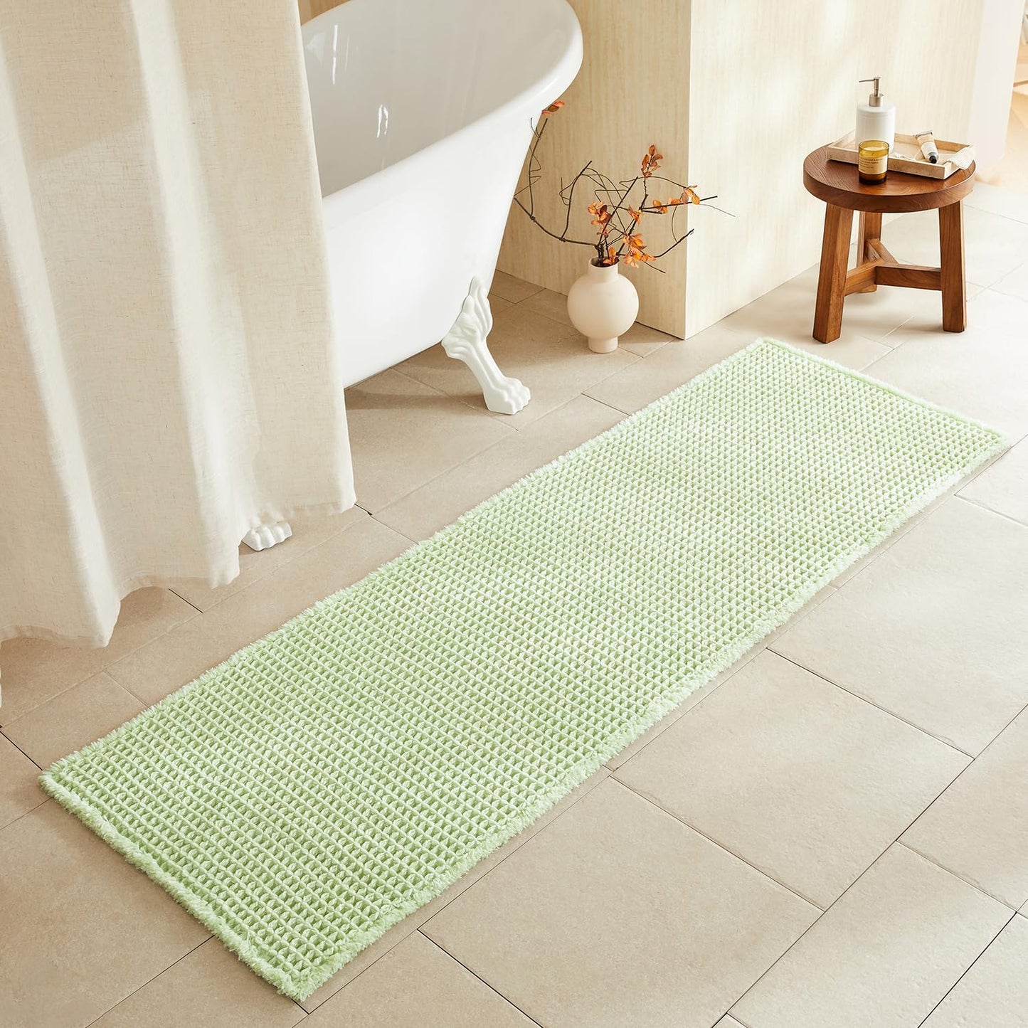Waffle Runner Rug Bathroom Non Slip Washable Cute Bath Mat