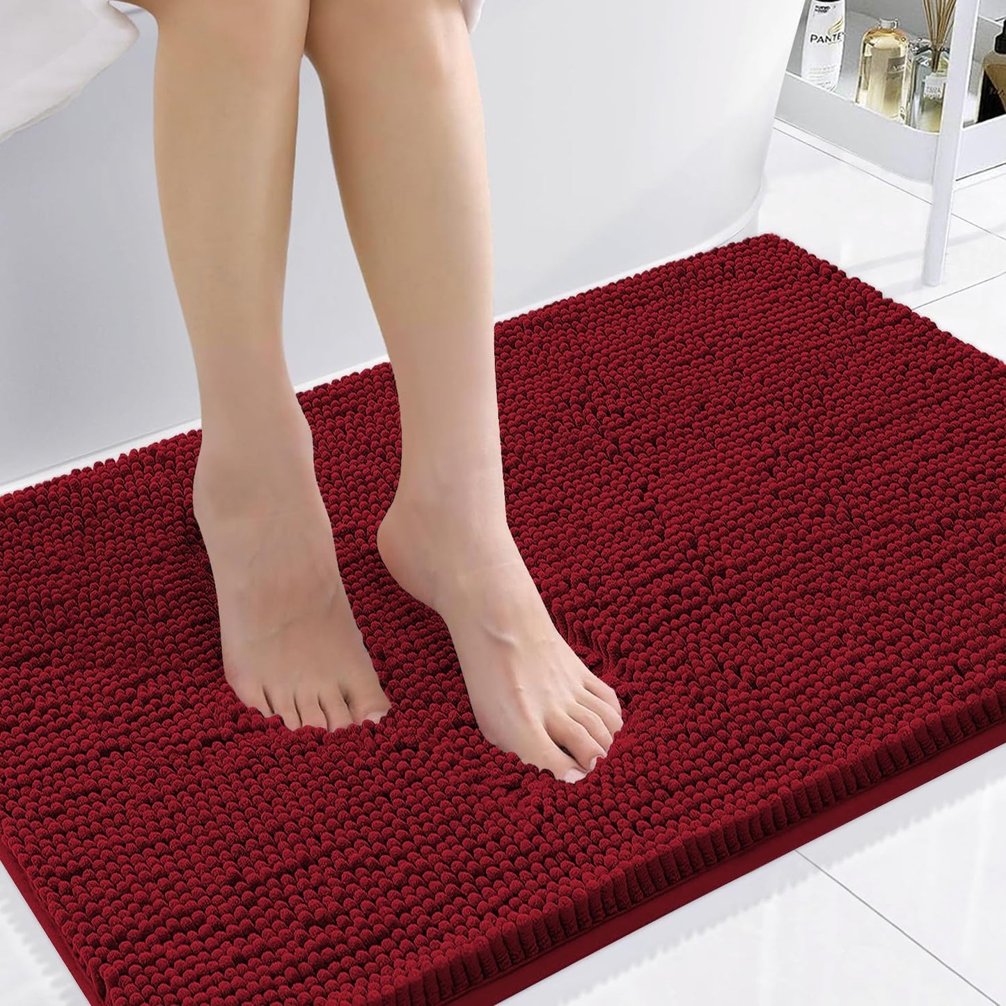 Smiry Luxury Chenille Bathroom Rugs - Soft, Absorbent, Non-Slip