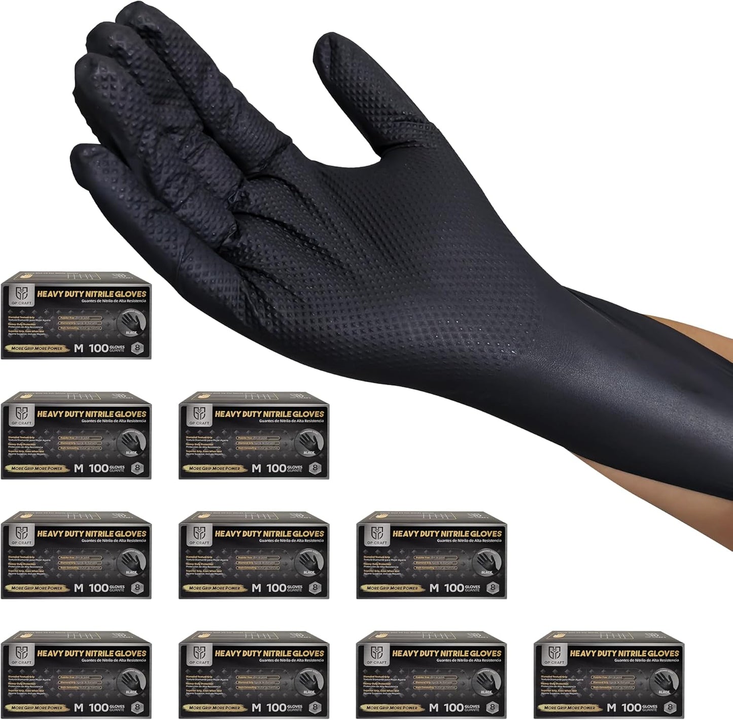 8Mil Black Nitrile Gloves for Automotive and Industrial Use