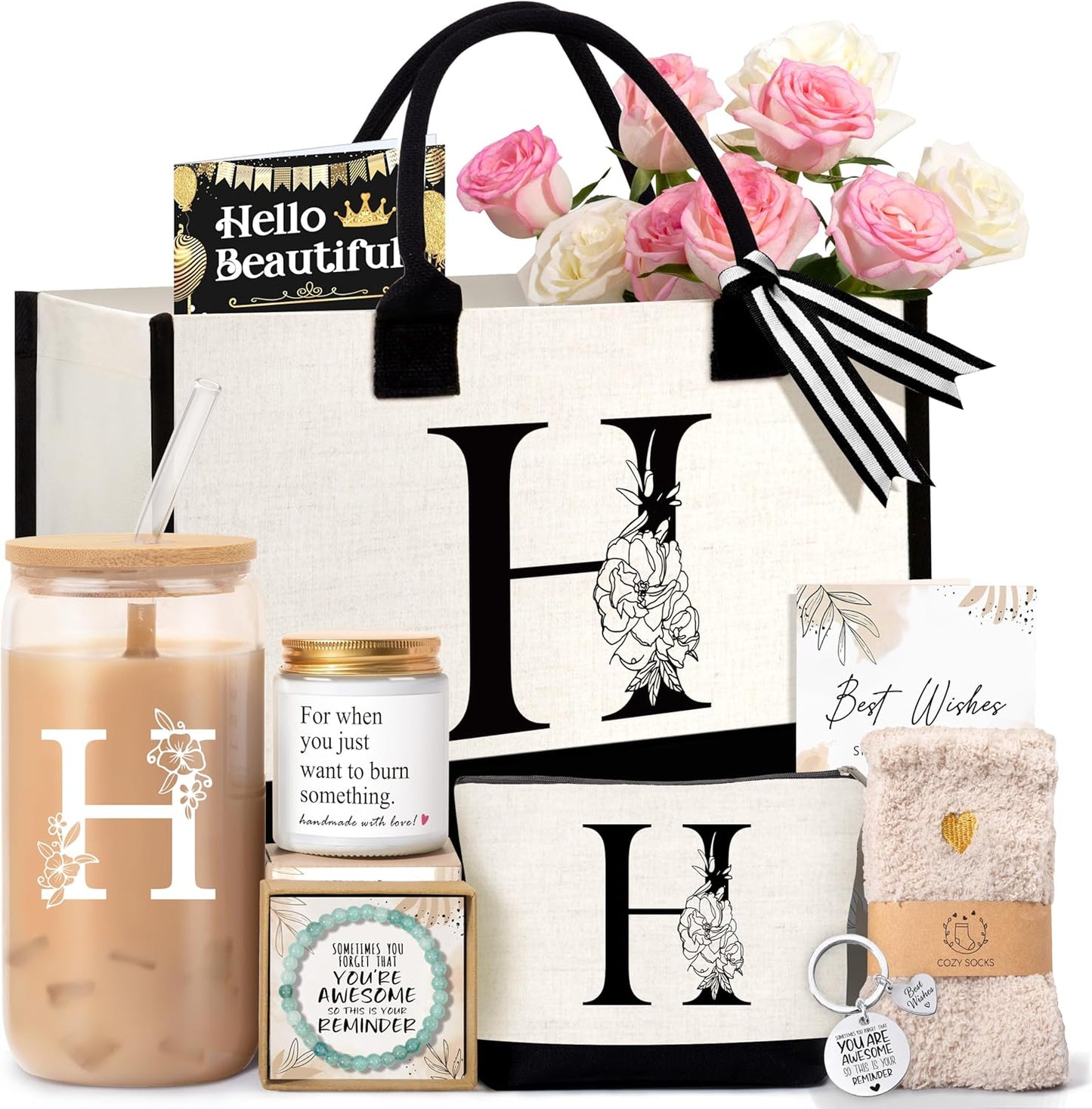 Personalized Birthday Gifts for Women: Monogrammed Tote Bag Set