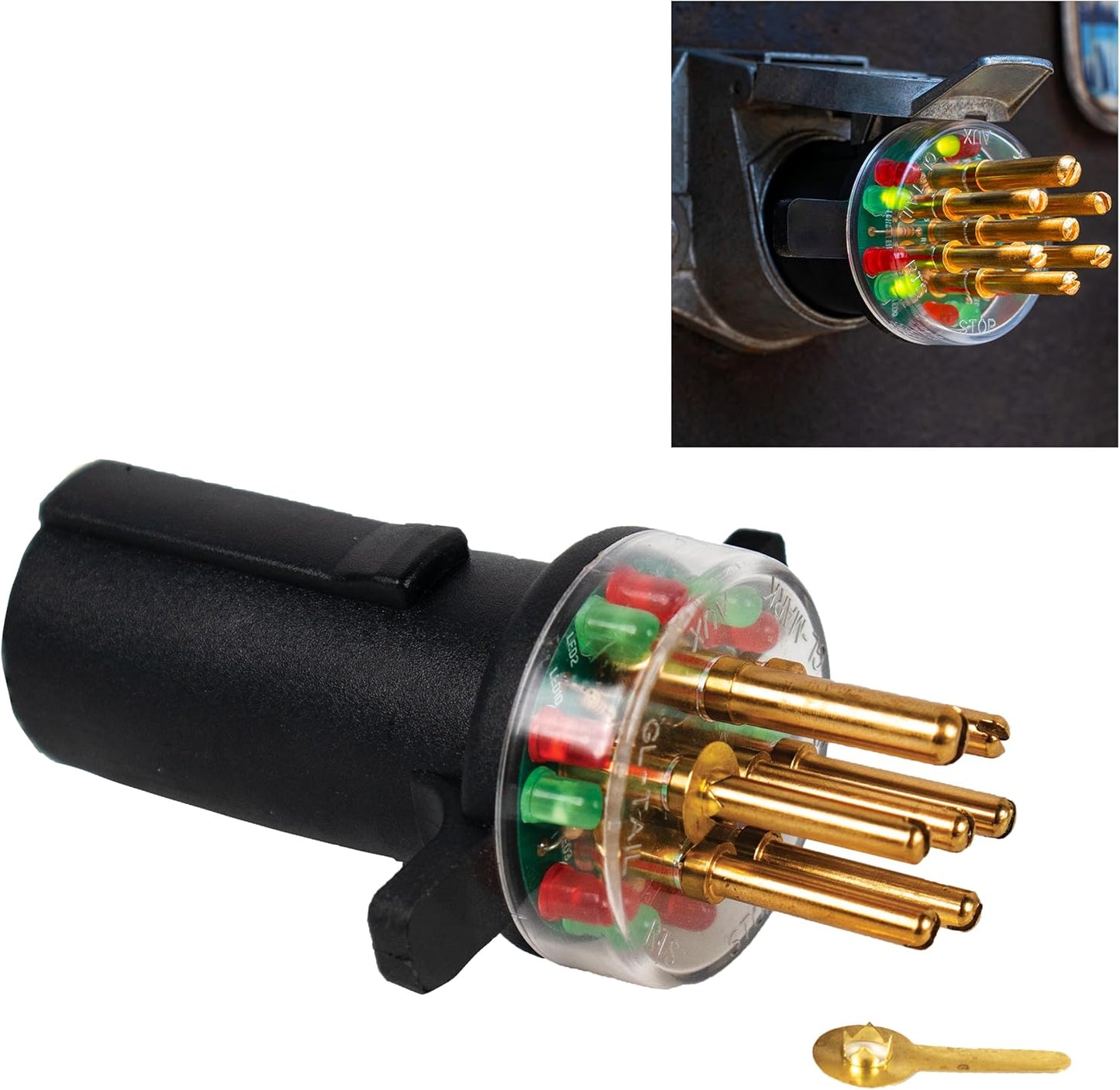 7-Way Round Pin Tractor Trailer Circuit Chaser for Testing Lights