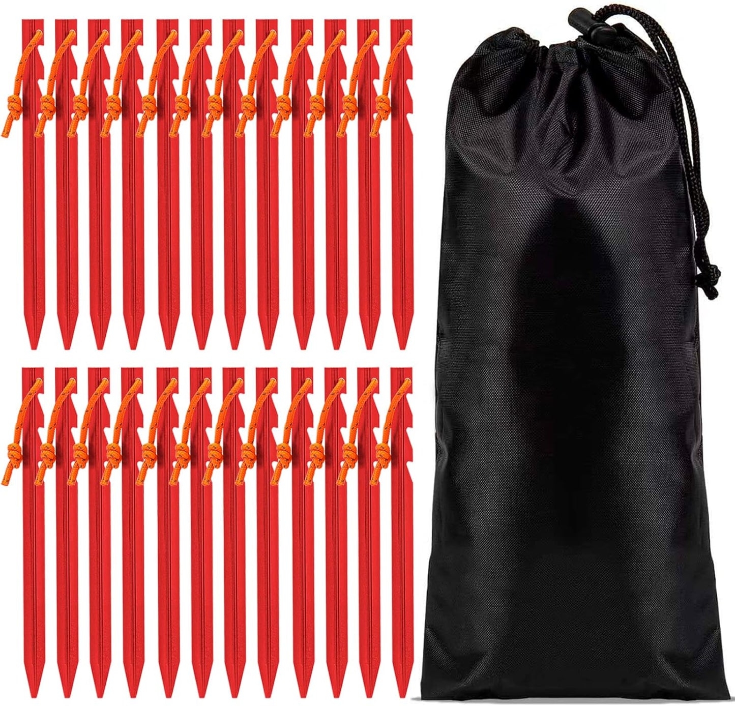 24 Reflective Aluminum Tent Stakes: Hard, Stable & Portable