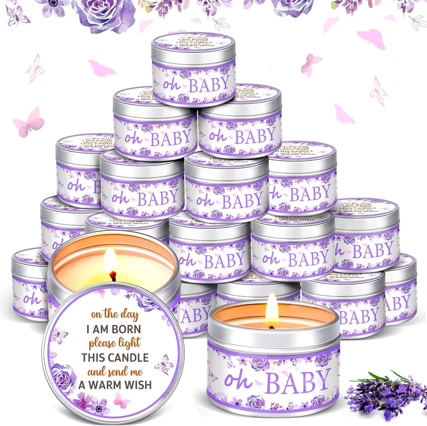 Lavender Scented Baby Shower Favors Candles for Guests