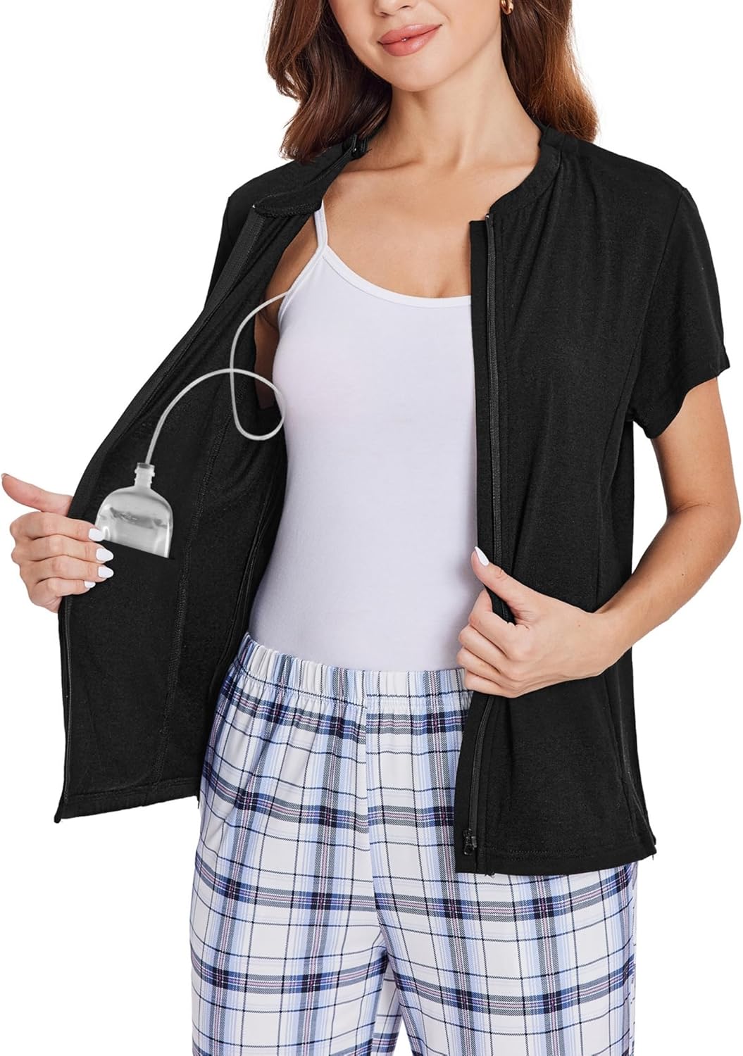 Deyeek Mastectomy Shirts with Drain Pockets for Recovery