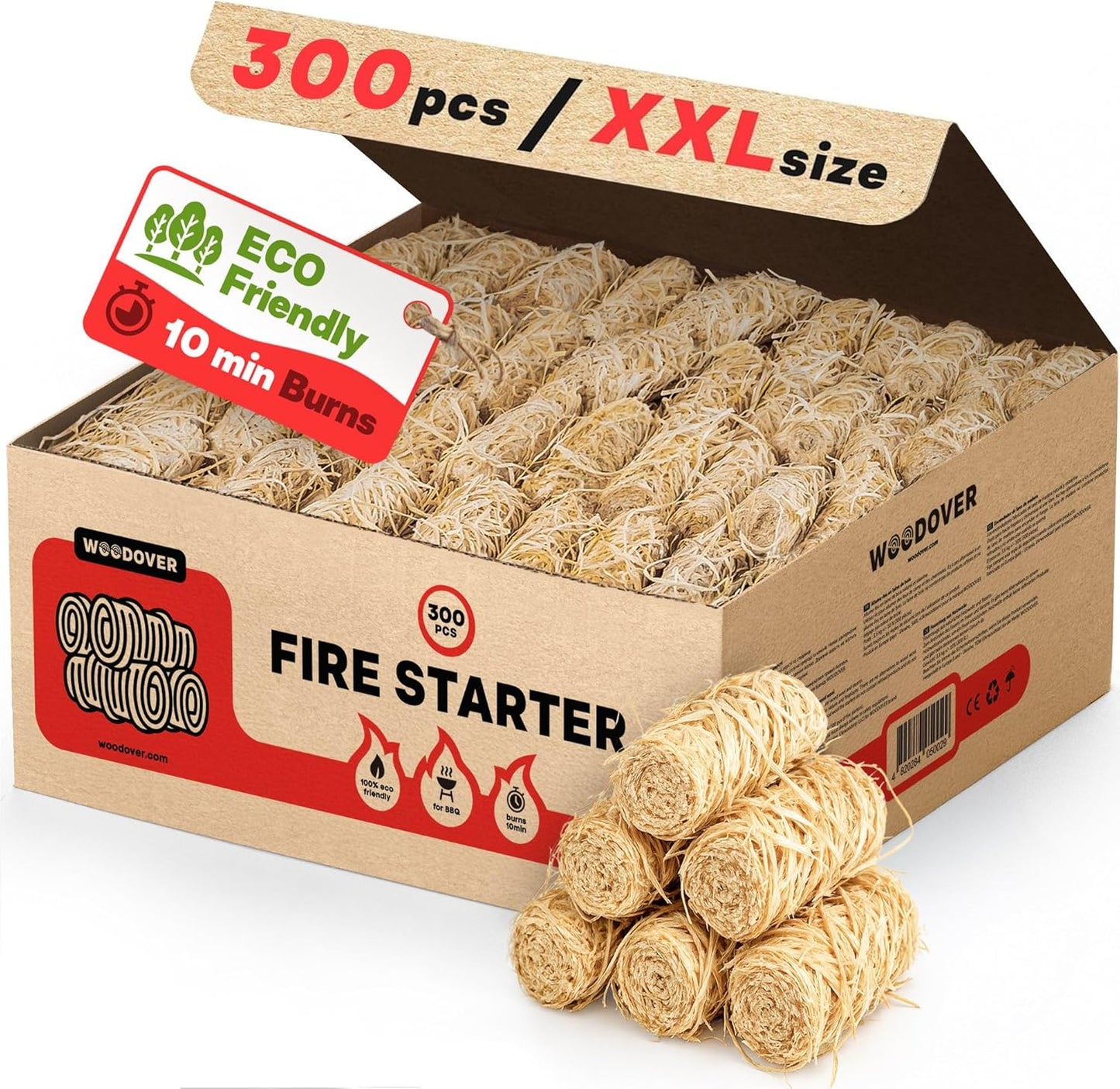 300 pcs Large Fire Starters for Fireplace and Campfires
