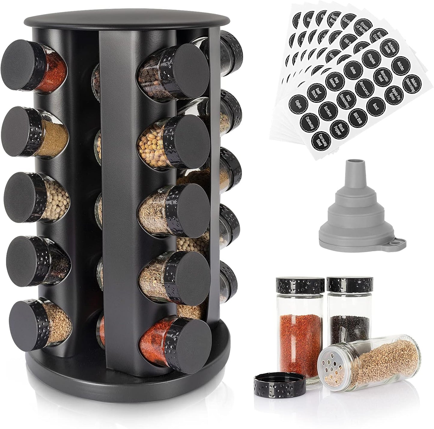 Tianifa Black Countertop Rotating Spice Rack Organizer