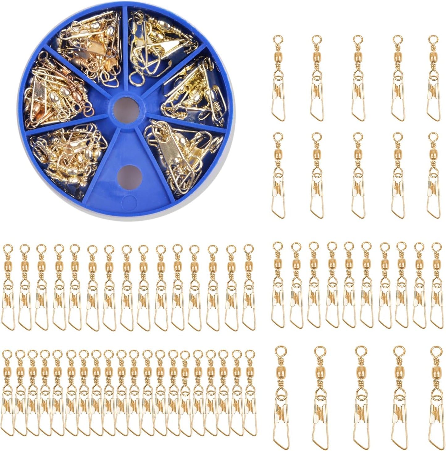 60Pcs High Strength Barrel Snap Swivels Kit by Shaddock Fishing