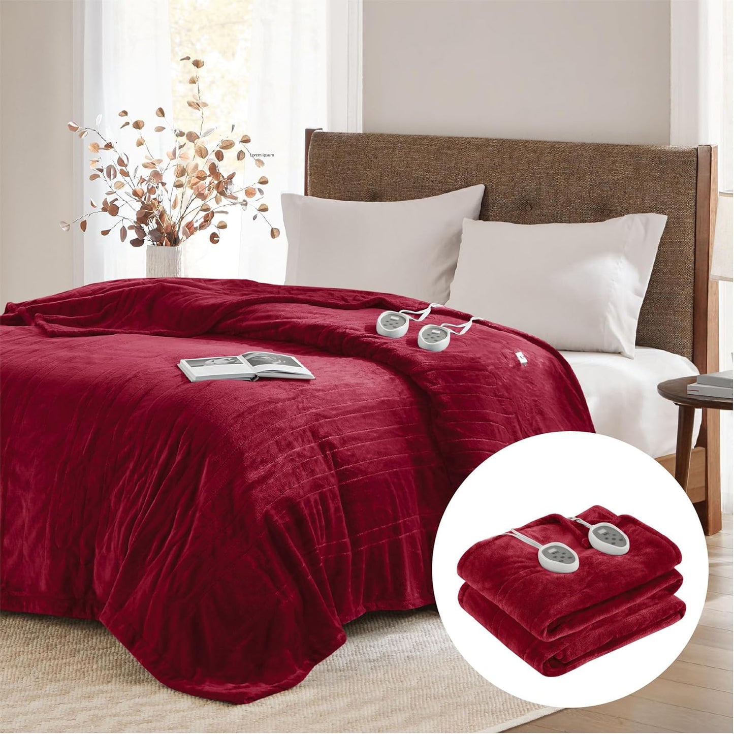 Degrees of Comfort Red Electric Blanket - Soft Heated Queen Size