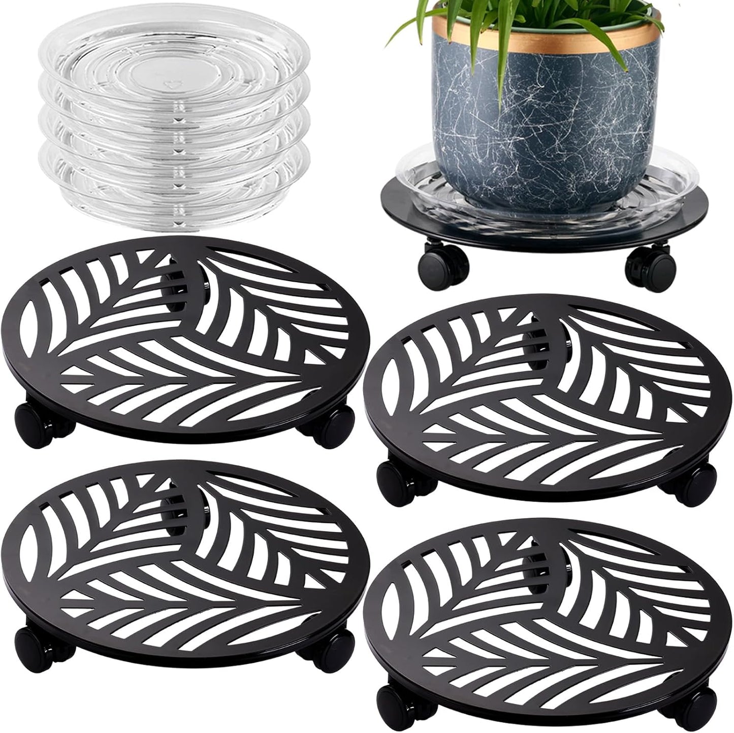 Large Metal Plant Caddy with Wheels for Easy Plant Movement