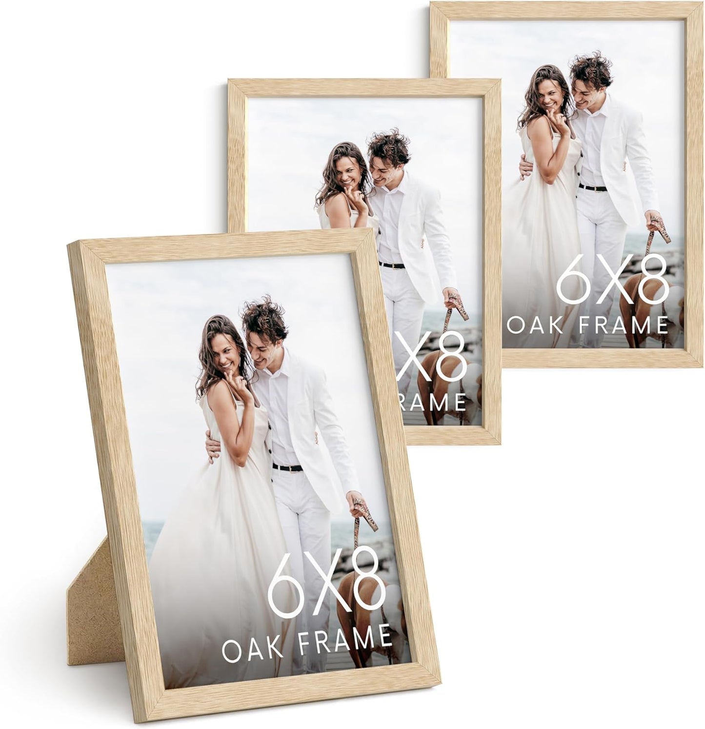 Natural Oak Wooden Picture Frames Set of 3 for Stylish Display
