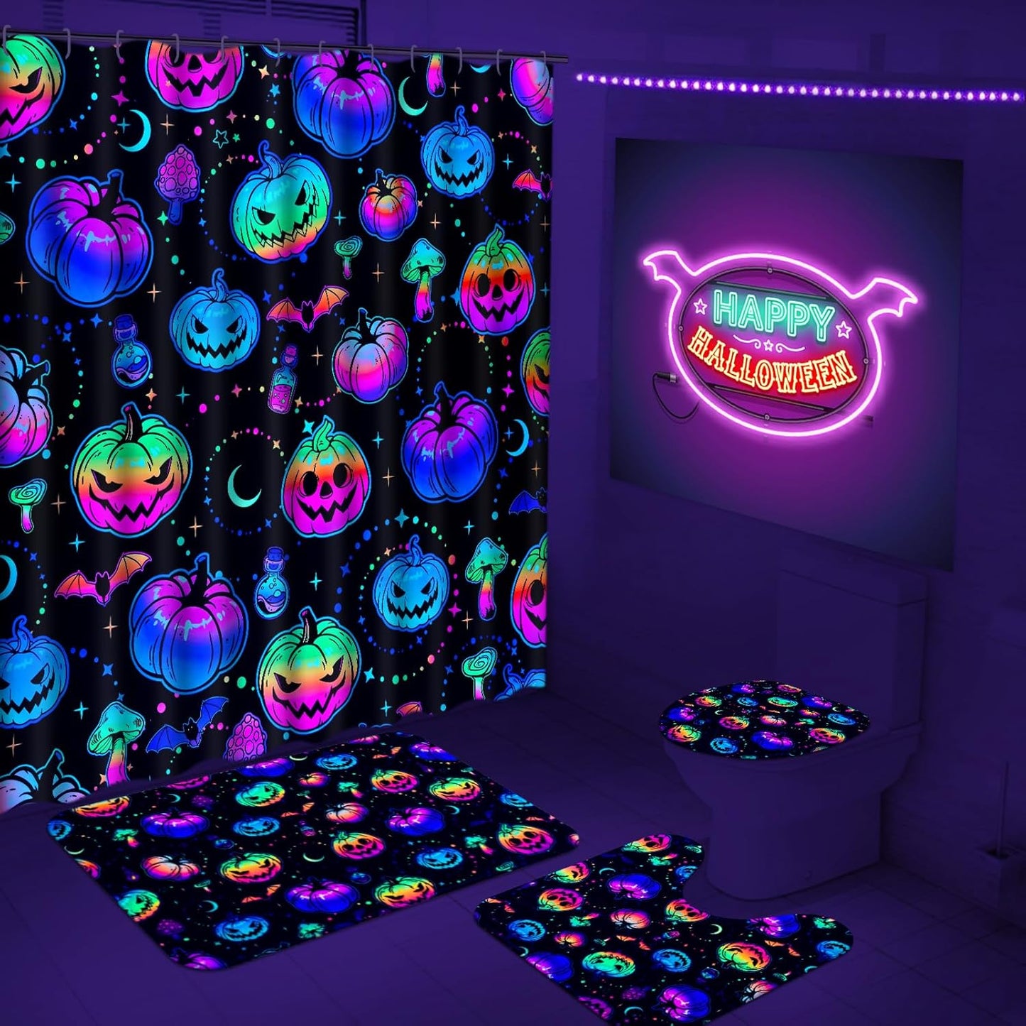 UV Blacklight Halloween Bathroom Set - Spooky Fun!