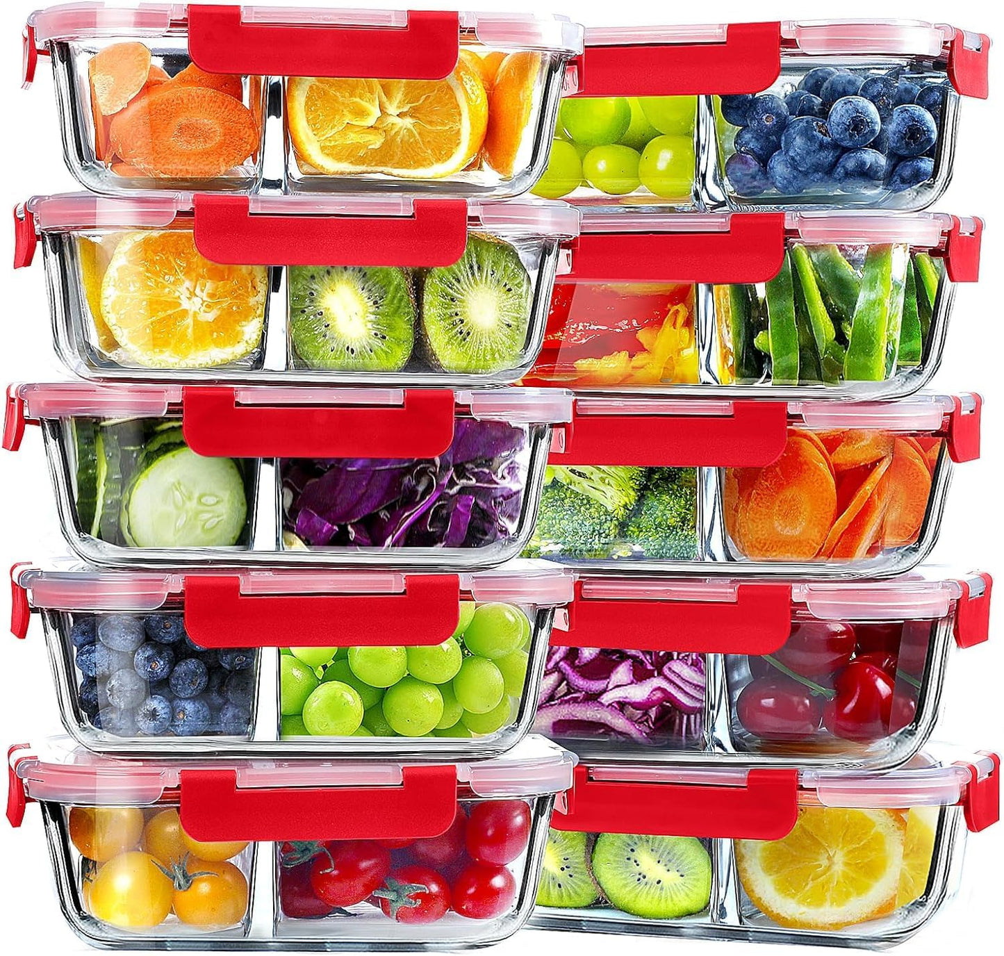 VERONES 10 Pack Glass Meal Prep Containers for Easy Food Storage