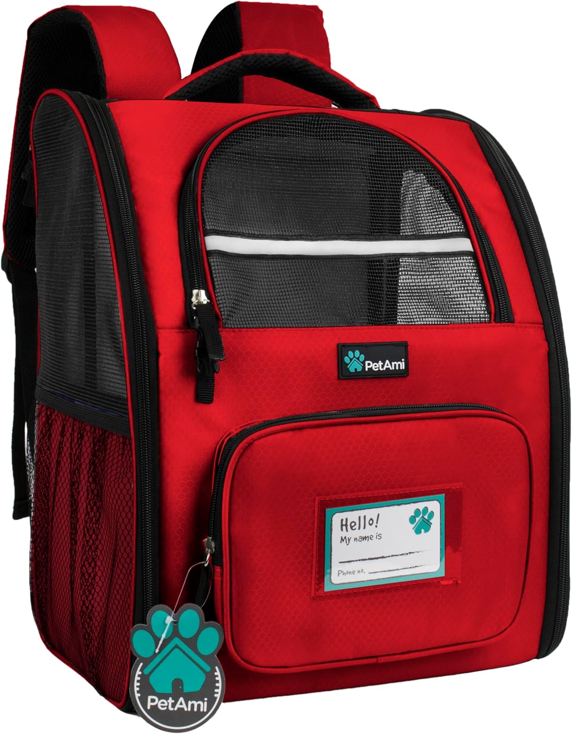 PetAmi Dog Backpack Carrier for Small Medium Pets, Red