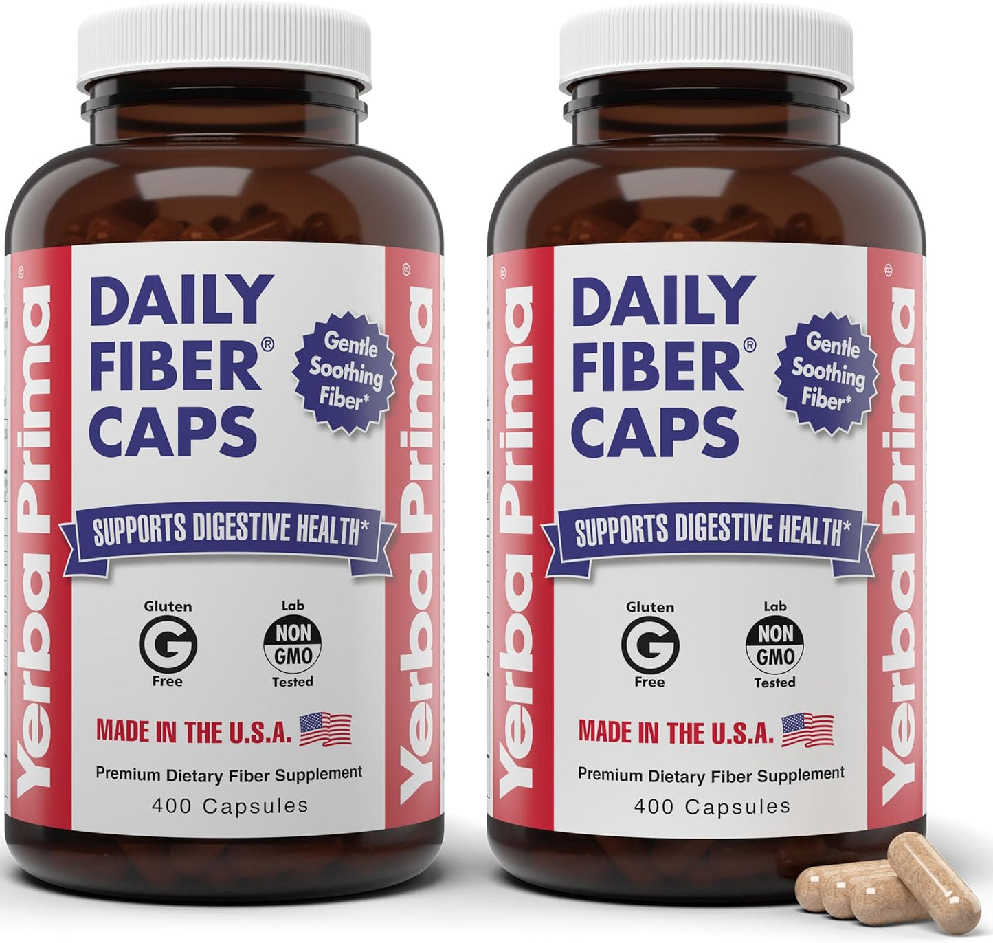 Yerba Prima Daily Fiber Caps - 400 Capsules for Gut Health