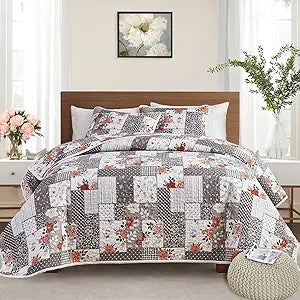 Patchwork Quilt Set Full/Queen Size for Elegant Bedroom Decor