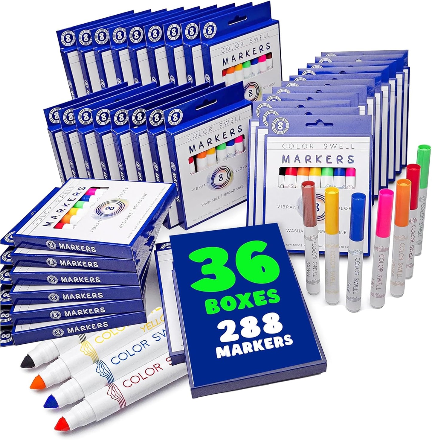 Color Swell Bulk Washable Markers for Creative Students and Kids