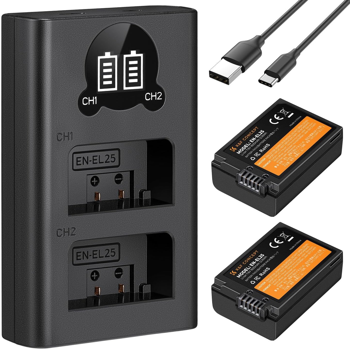 K&F CONCEPT EN-EL25 Battery 1600mAh for Nikon Z Cameras
