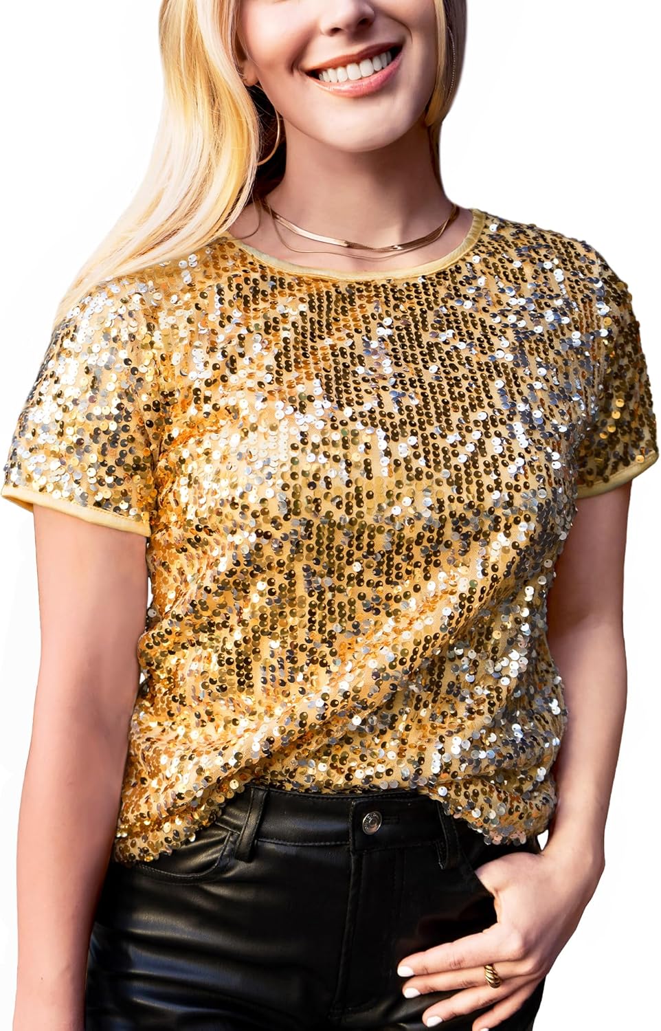 Sparkly Sequin Top for Women - Glitter Concert Party Blouse