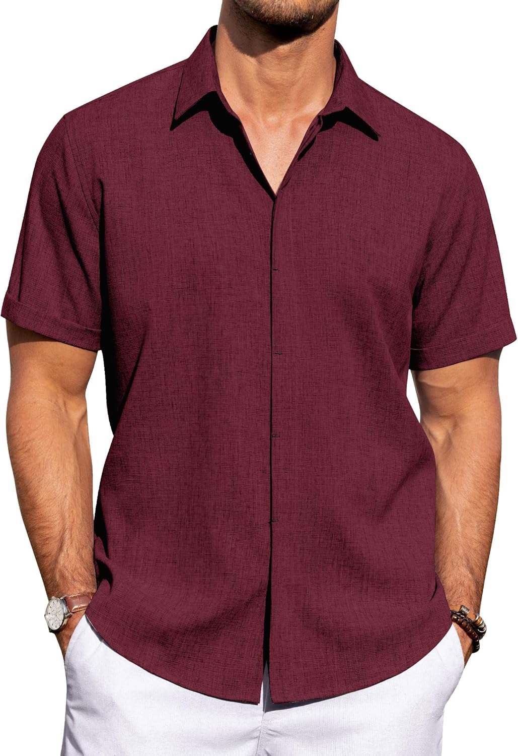 J.VER Men's Linen Shirts for Casual Summer Beach Weddings