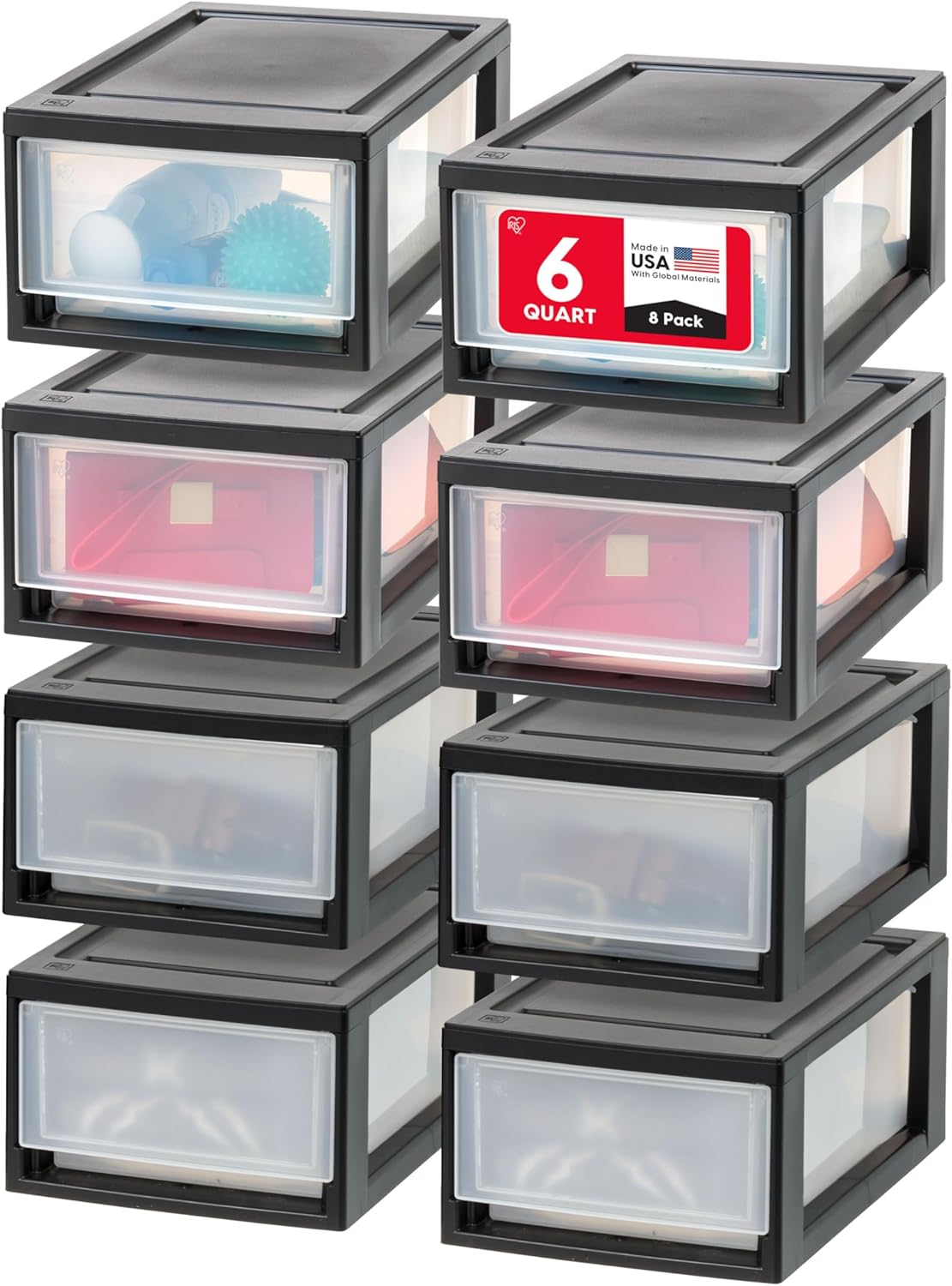 IRIS USA 6 Qt Plastic Drawer Storage Organizer for Every Room