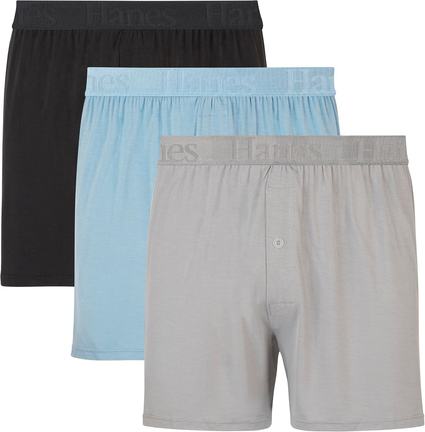 Hanes Men's Originals Knit Boxers in Supersoft Bamboo Fabric