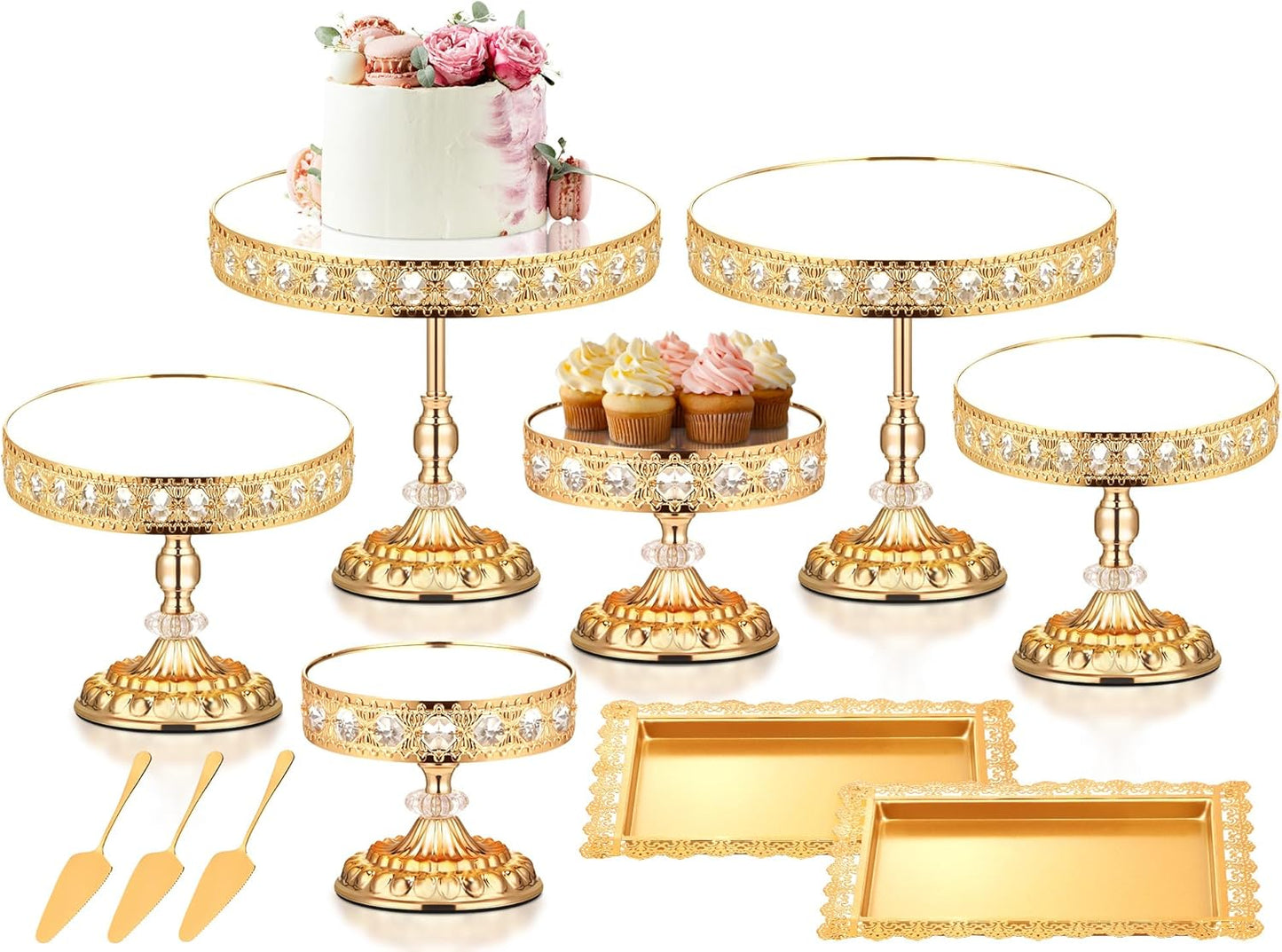 12-Piece Gold Cake Stand Set for Elegant Dessert Displays