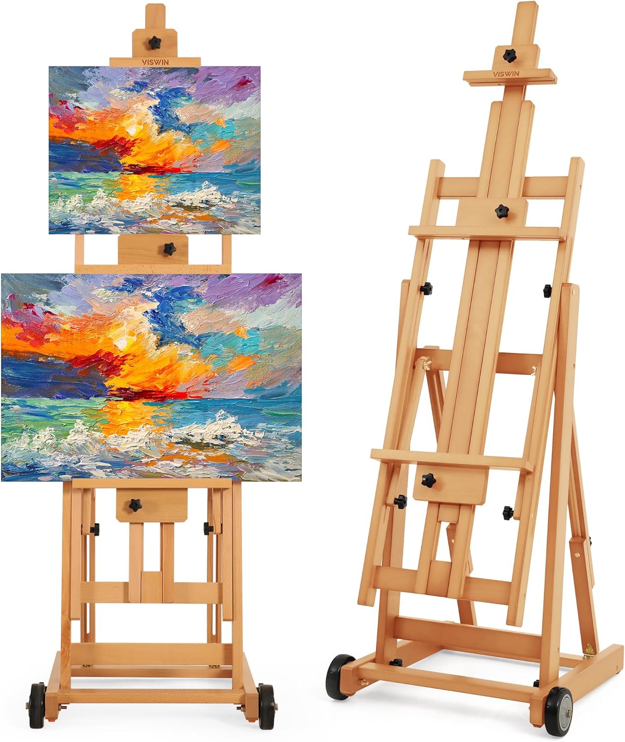 VISWIN Studio H-Frame Easel for Painting - Adjustable Beech Wood