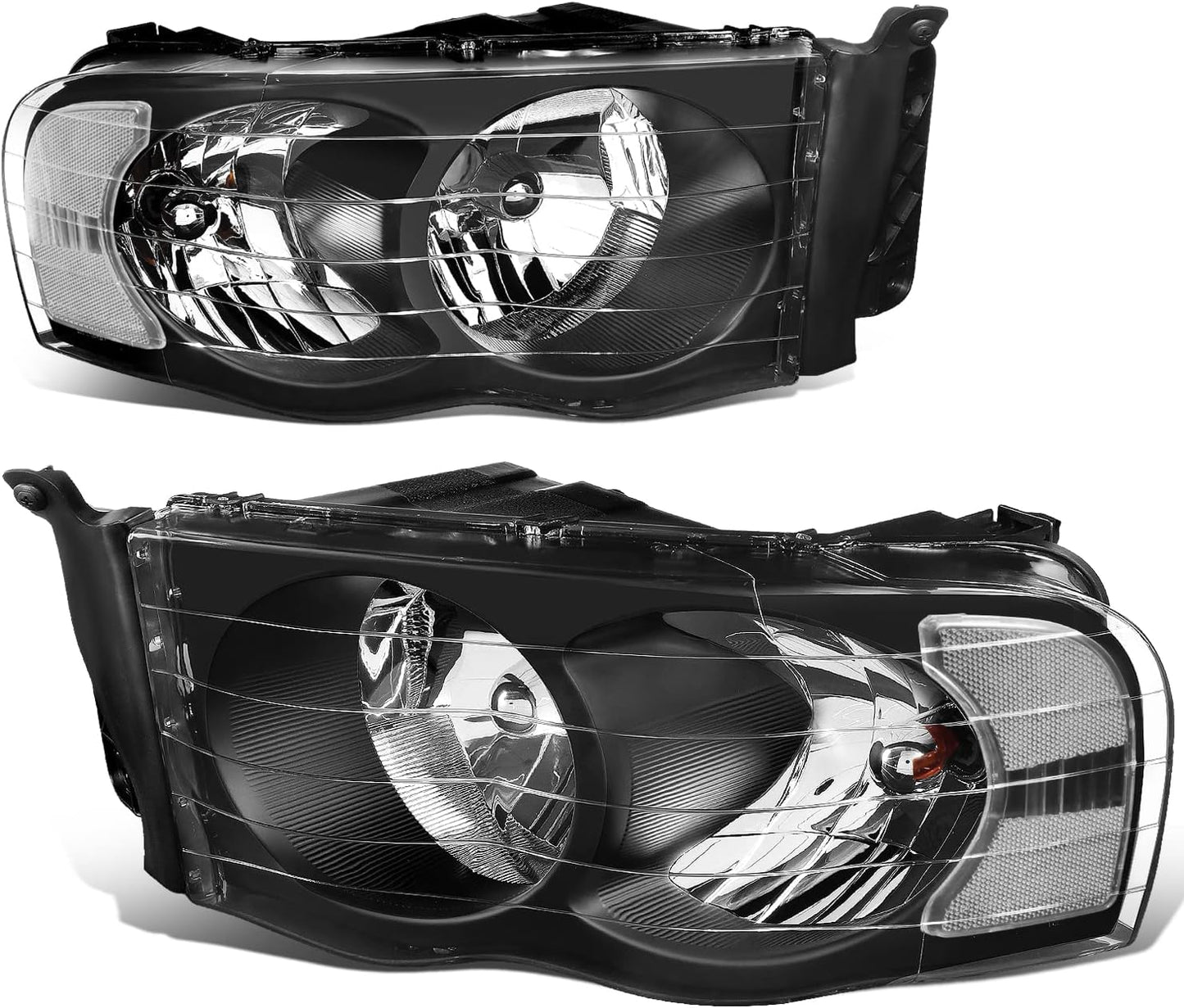 Black Housing Clear Corner Headlights for Dodge Ram 1500 2500 3500