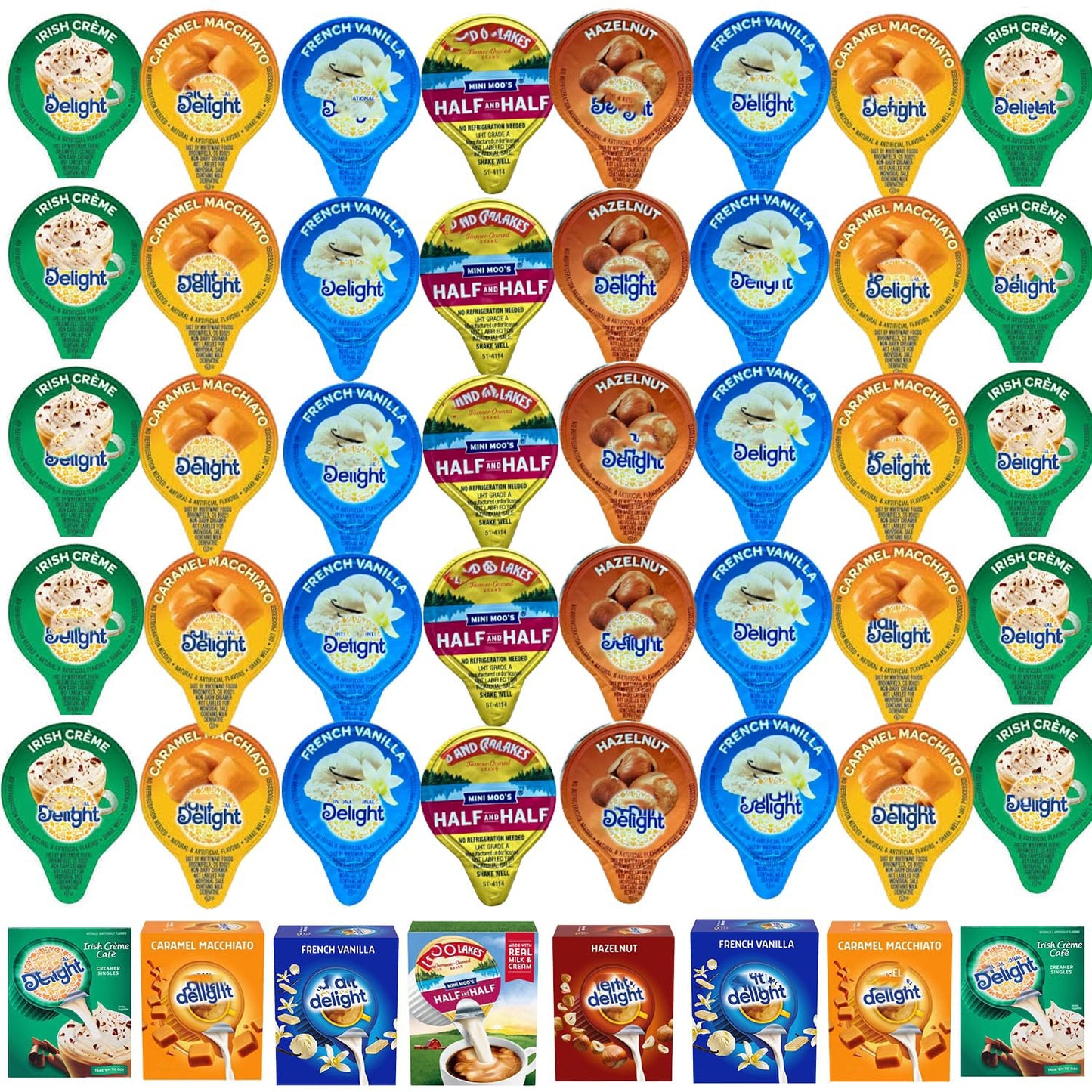 Delightful Mini Creamers Variety Pack - 5 Flavors, 50 Pack