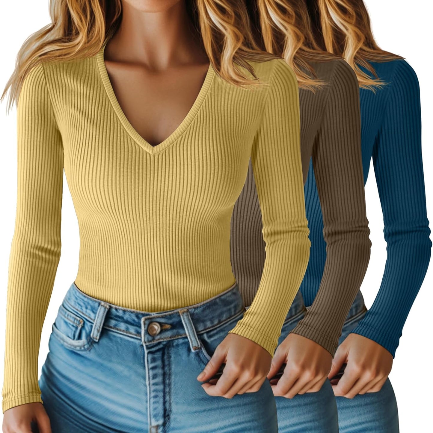 Riyiper 3 Pack Women Long Sleeve Shirts for Casual Style