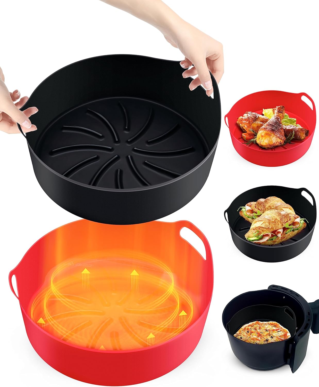 Mastery Mart 2-Pcs Reusable Silicone Air Fryer Liners - Easy Clean!