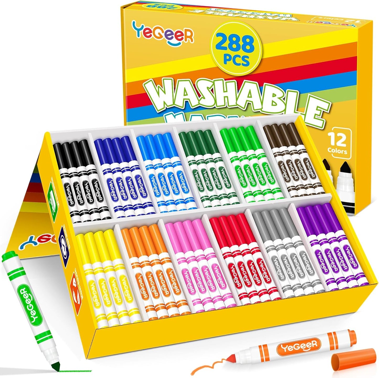 288 Count Washable Markers Bulk for Kids and Classroom Supplies