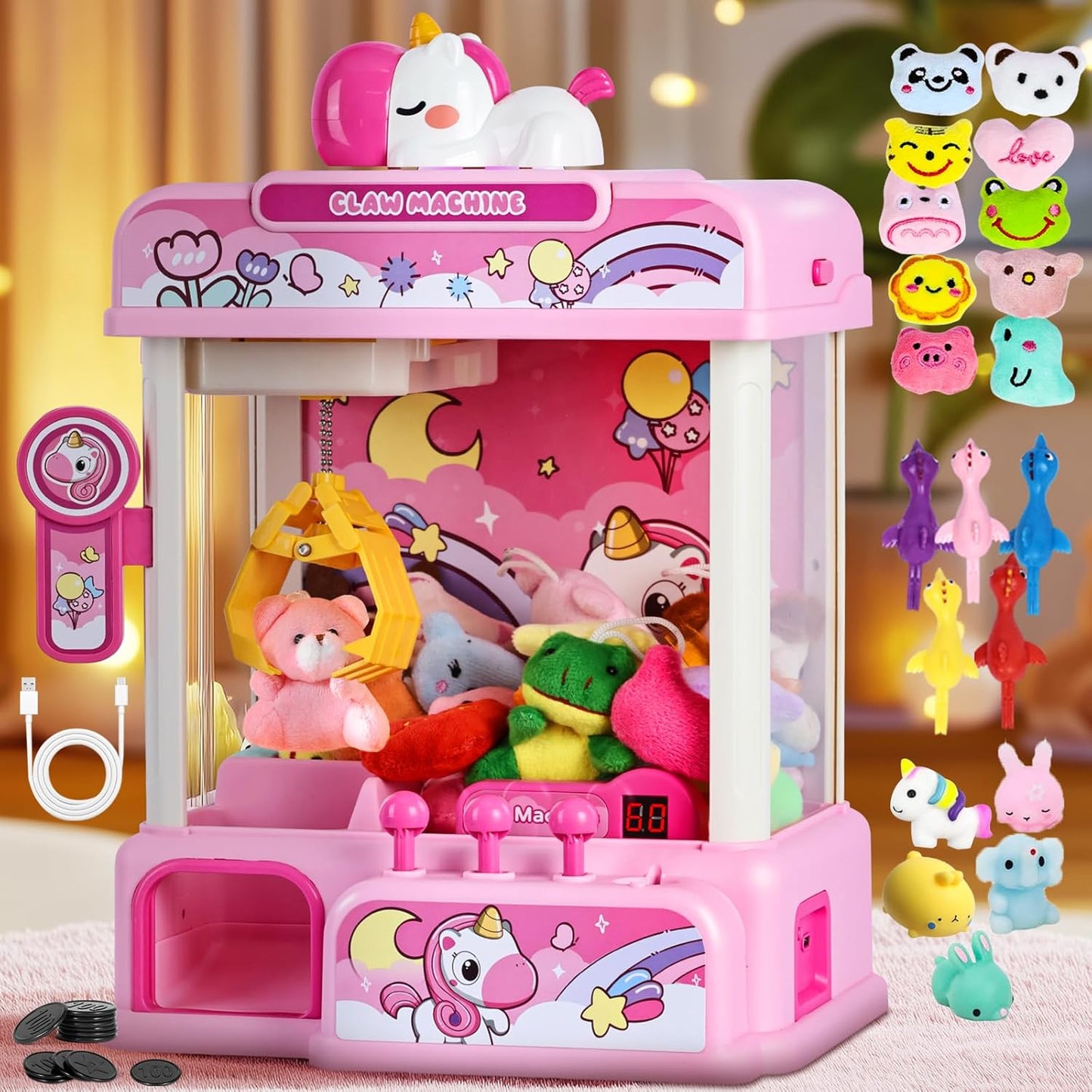 CWLAKON Mini Claw Machine for Kids with 20 Fun Toys Included