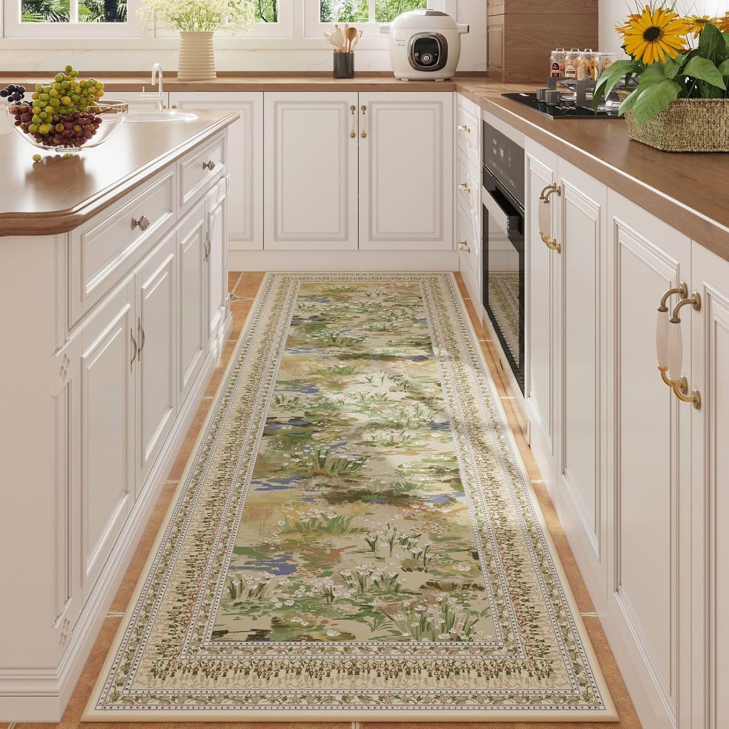 Impressionist-Style Vintage Kitchen Runner Rug for Every Room