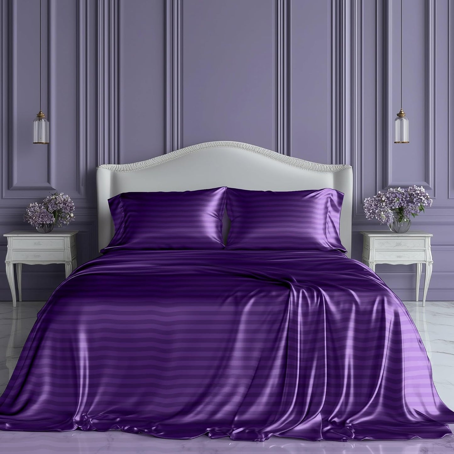 SLEEP SANCTUARY Satin Sheets King Size Luxury Bed Set