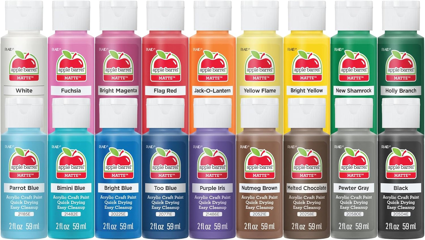 Apple Barrel Acrylic Craft Paint Set - 18 Matte Colors