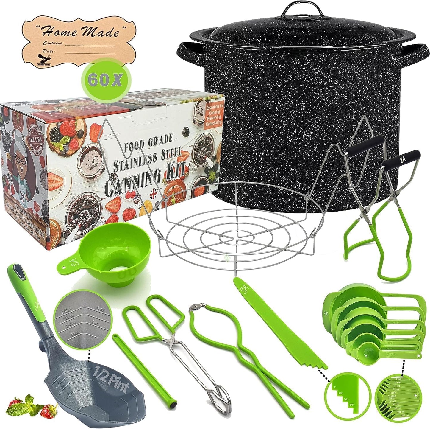 Supa Ant Water Bath Canning Pot with Rack & Essential Tools