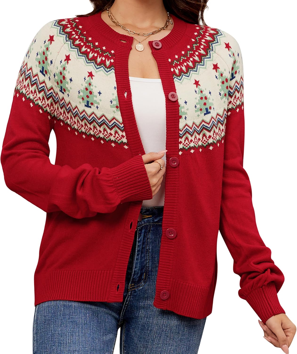 LUBOT 2025 Open Front Chunky Cardigans for Festive Style
