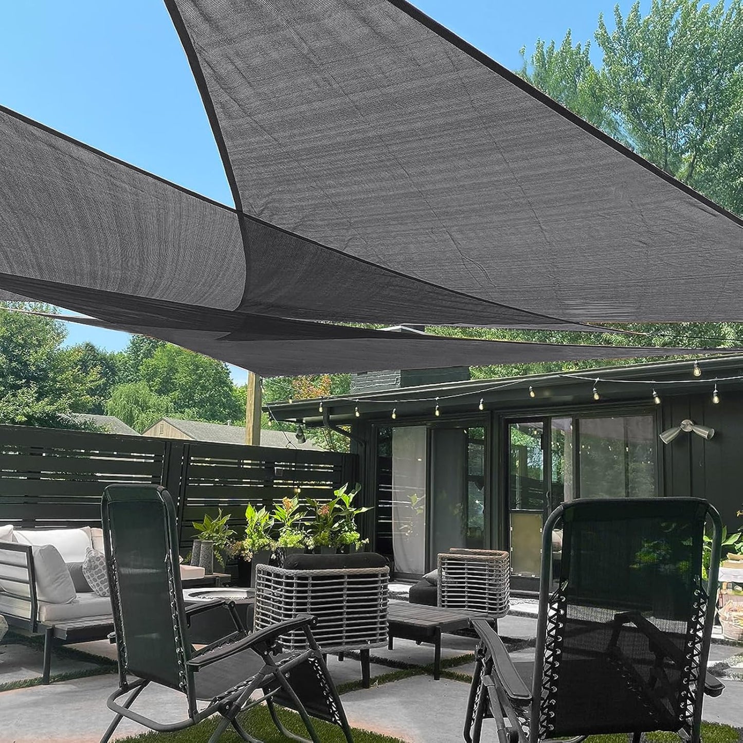 Custom Size Dark Grey Sun Shade Sail for Patio and Backyard