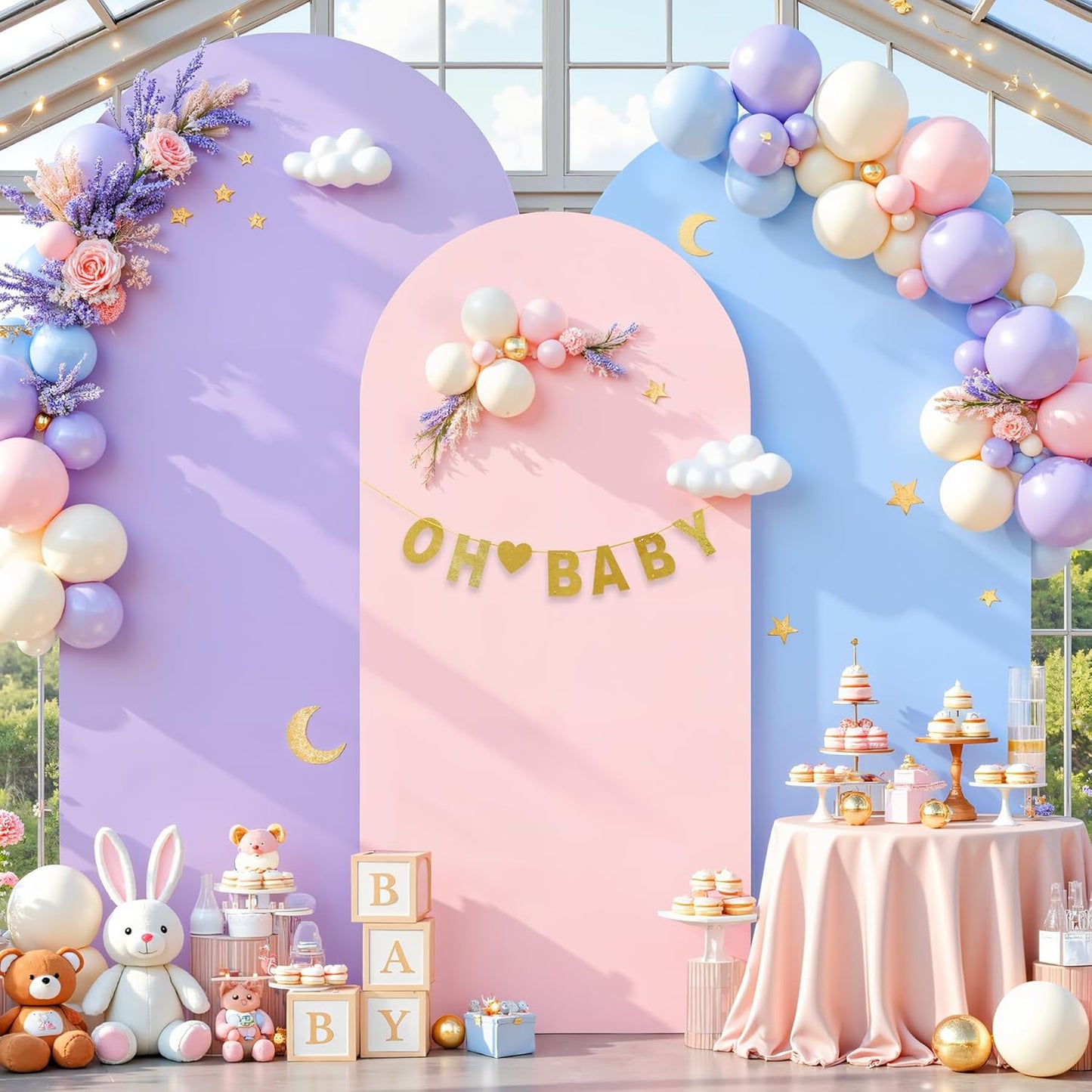 Pink Blue Purple Arch Backdrop Cover Set for Events and Parties