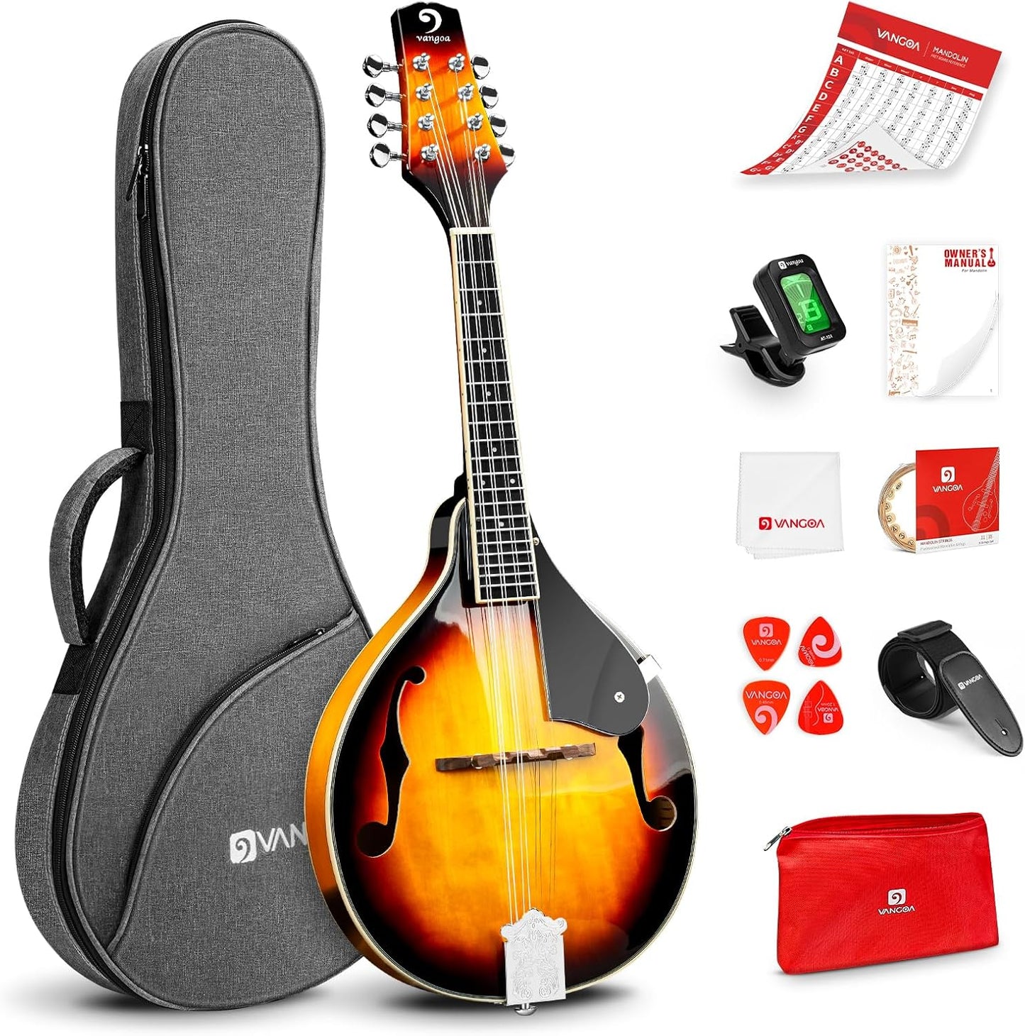 Vangoa A-Style Mandolin Musical Instrument Kit for Beginners