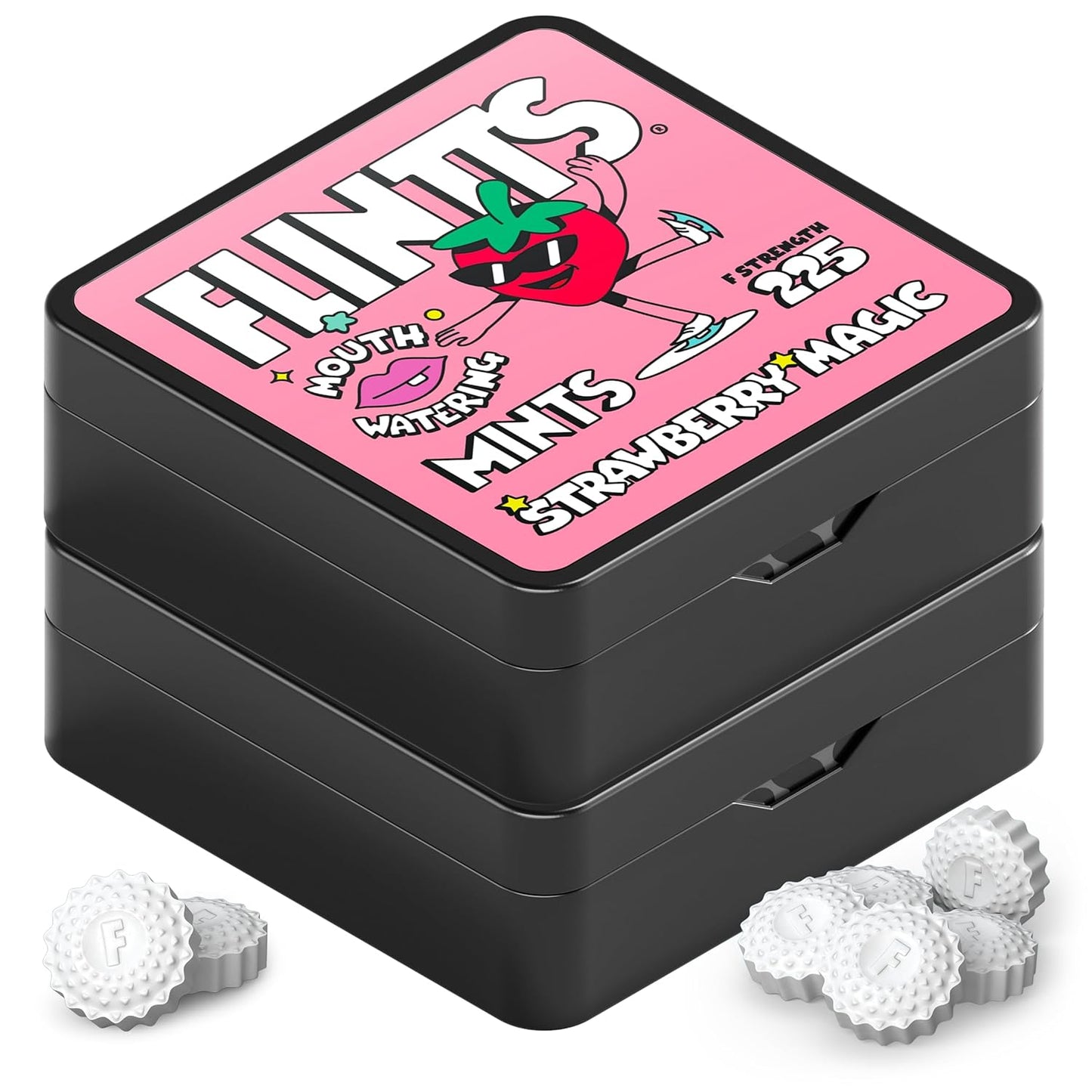 Flintts Mints Strawberry Stash for Dry Mouth Relief & Freshness