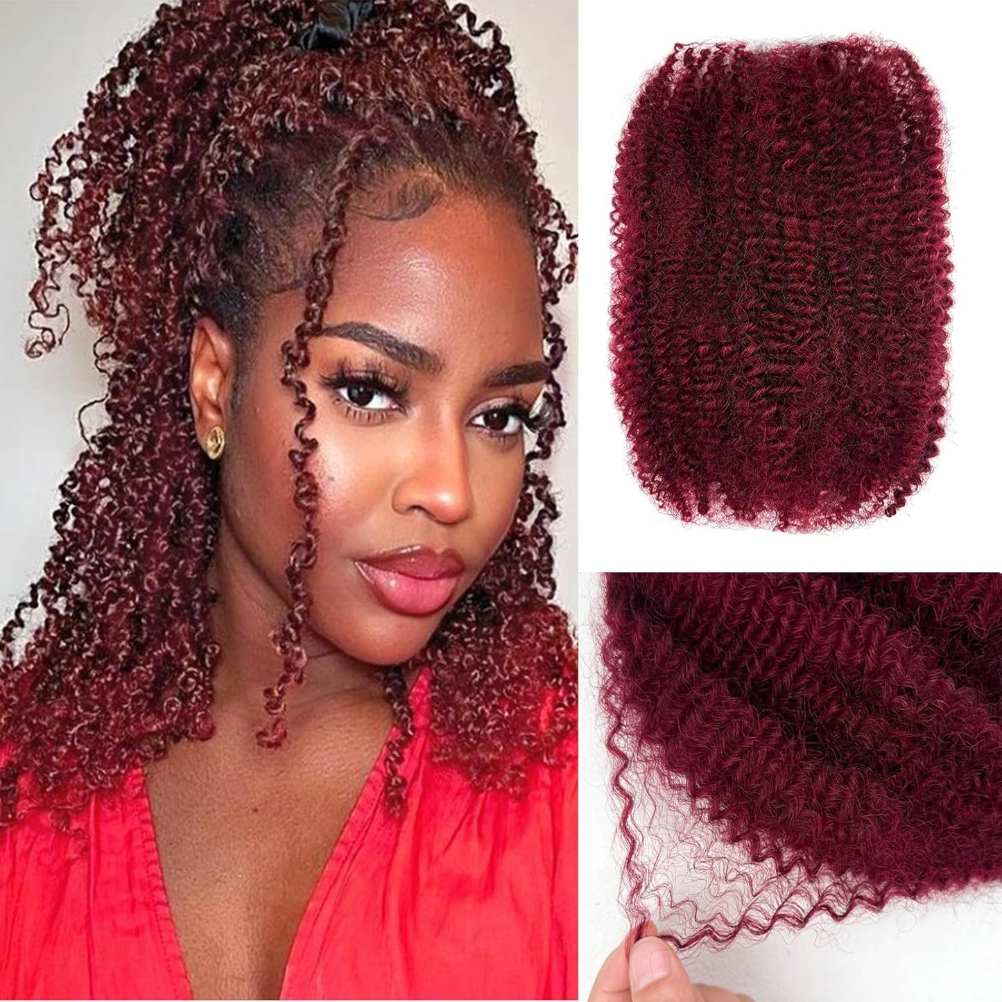 16inch Afro Kinky Bulk Human Hair for Twists and Braids