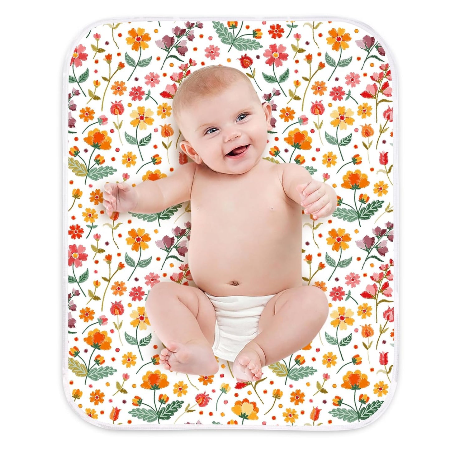 3-Layer Waterproof Flower Diaper Pad, 24x30