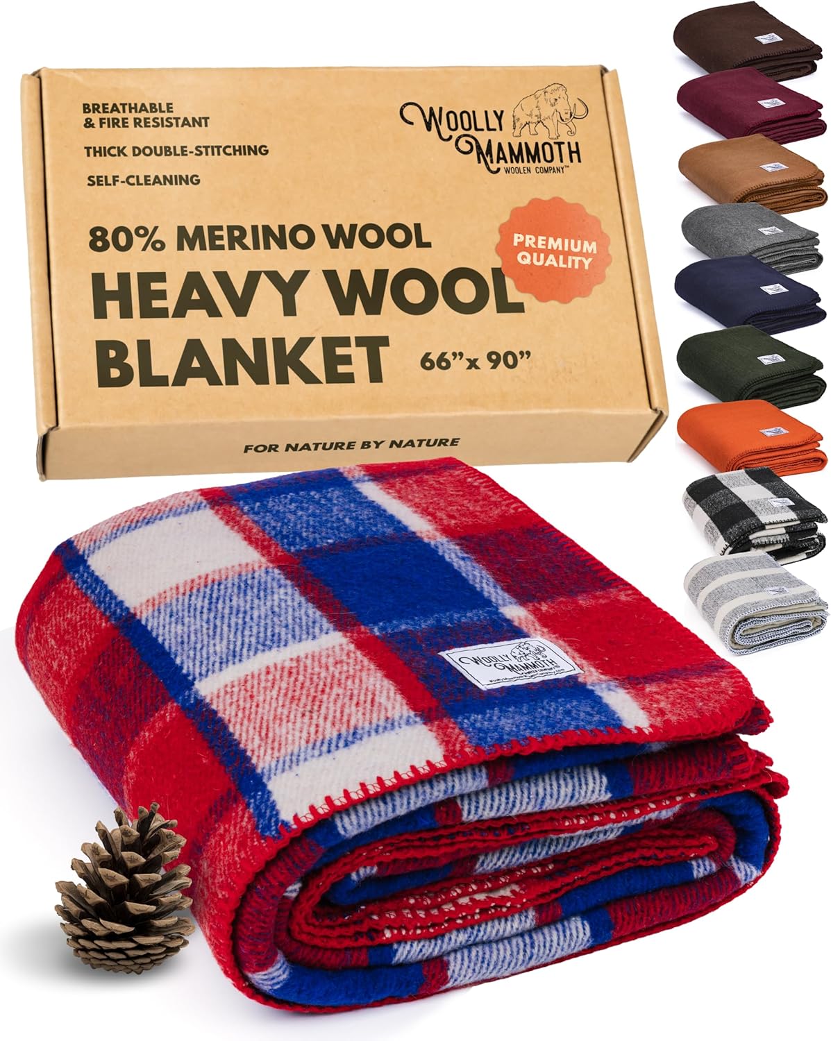 Woolly Mammoth Woolen Company Camping Blanket for Cold Weather