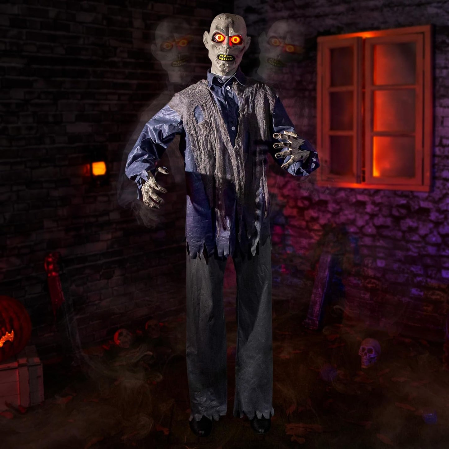 6ft Zombie Animatronics for Spooky Halloween Decor and Fun