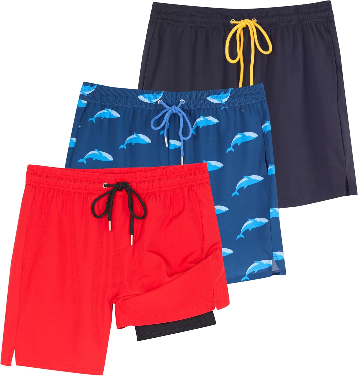 Real Essentials Men's 7in 2-in-1 Swim Trunks with Compression Liner