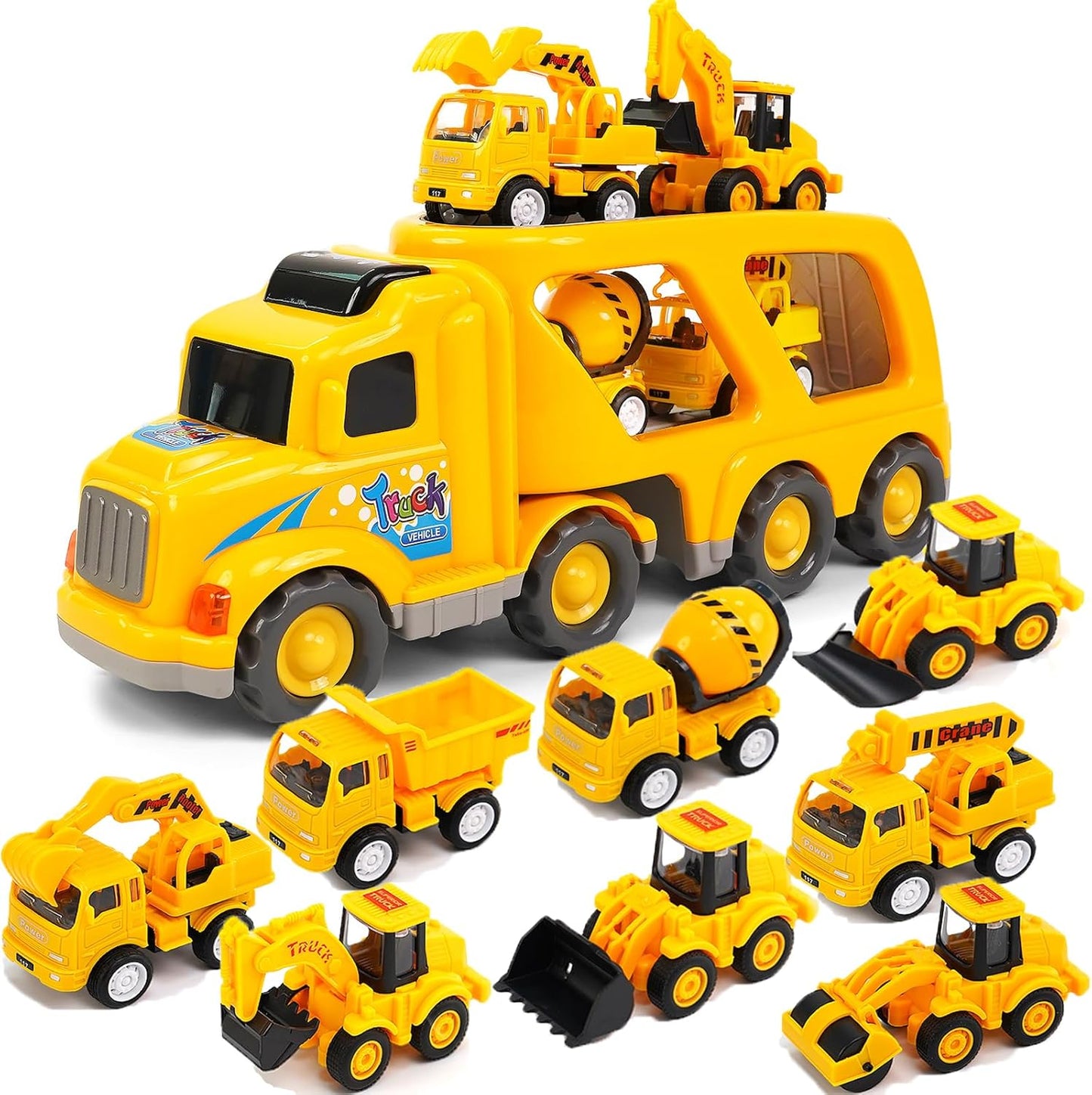 Veslier 9 in 1 Construction Truck Toy for Toddlers Ages 2-6