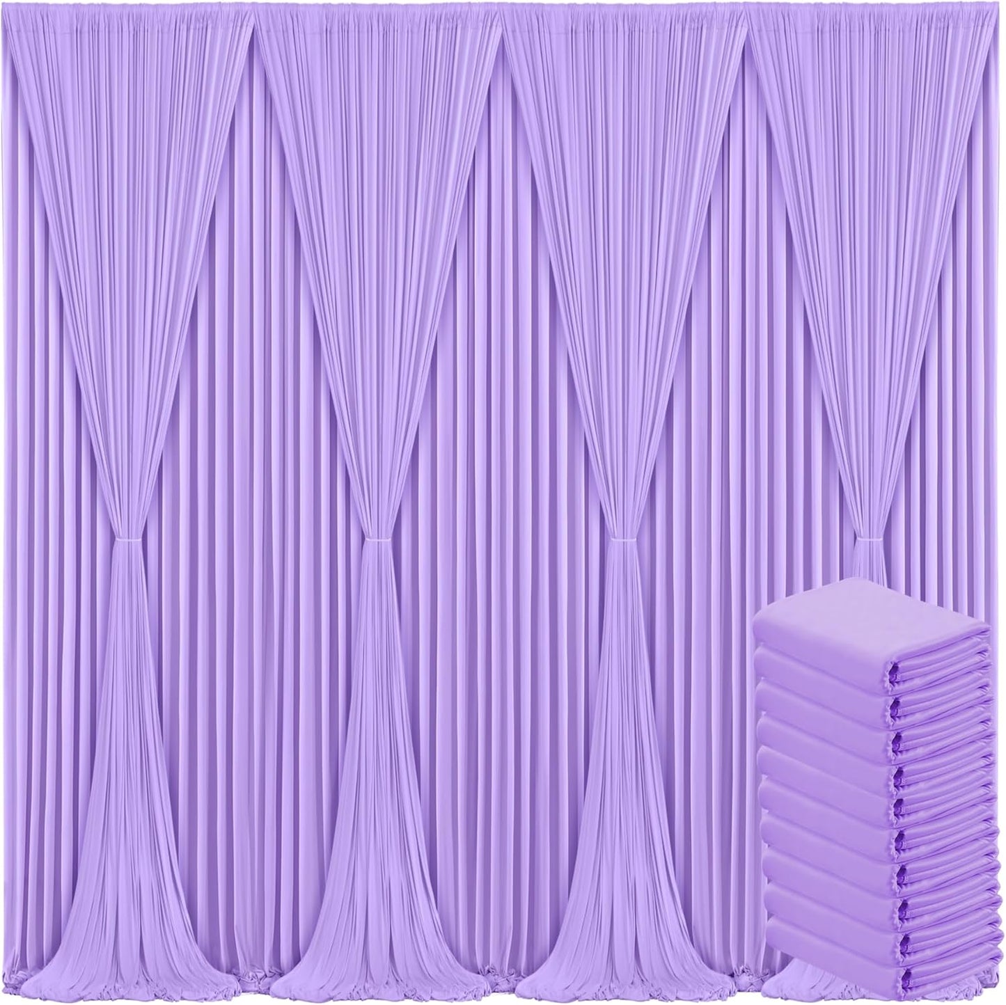 10 Panels Lavender Backdrop Curtain for Elegant Party Decor